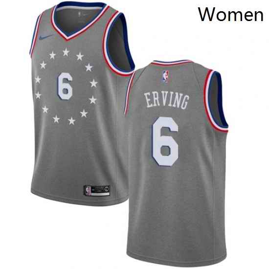 Womens Nike Philadelphia 76ers 6 Julius Erving Swingman Gray NBA Jersey City Edition
